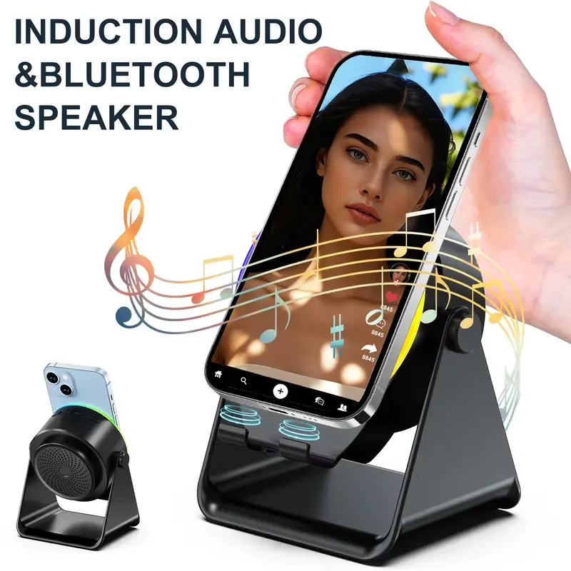 4-in-1 Bluetooth Speaker with LED &amp 360° Stand - Portable Wireless Sound for Home &amp Travel