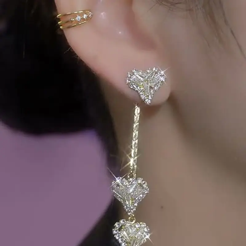 Heart-shaped long chain earrings