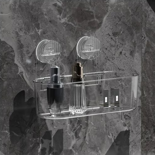 Bathroom Suction Shelf – No Drilling Needed, Tidy Up Your Space!