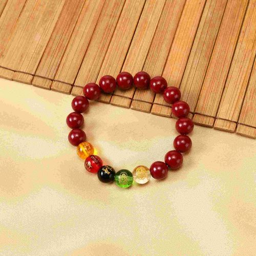 Good Luck Attract Money Beaded Bracelet Feng Shui Five God of Wealth Cinnabar Energy Stone Bead Bracelet