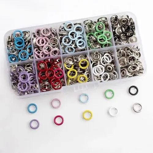 Red Hand-Pressed Sew-Free Five-Prong Snap Fastener