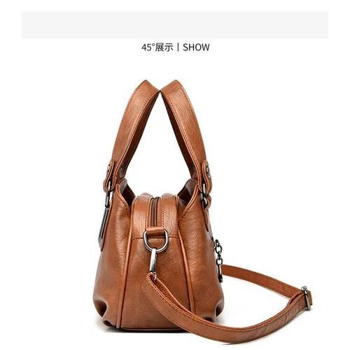 New Women's Large-Capacity Handbag – Soft Leather Shell Bag with Top Handle, Shoulder, and Crossbody Options