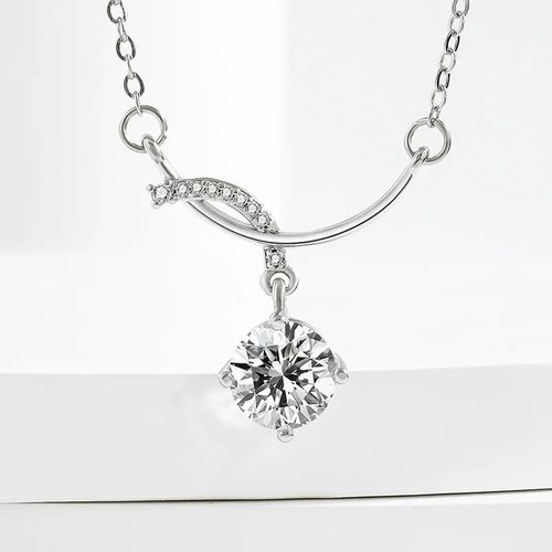 Elegant 925 Sterling Silver Twist Design Pendant Necklace – Minimalist Light Luxury Jewelry for Women