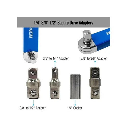 2-in-1 Ratchet Offset Extension Wrench - 180° Swivel, High Torque, Durable Metal, 3 Adapters for Tight Spaces