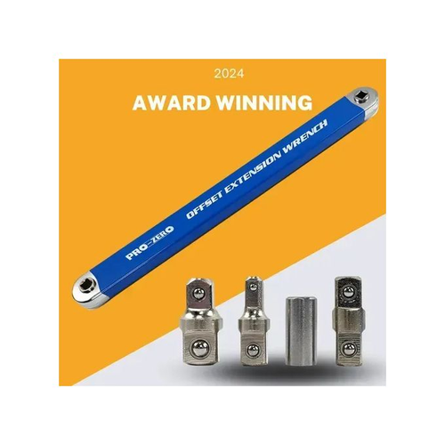 2-in-1 Ratchet Offset Extension Wrench - 180° Swivel, High Torque, Durable Metal, 3 Adapters for Tight Spaces
