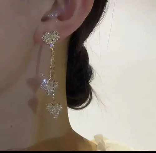 Heart-shaped long chain earrings