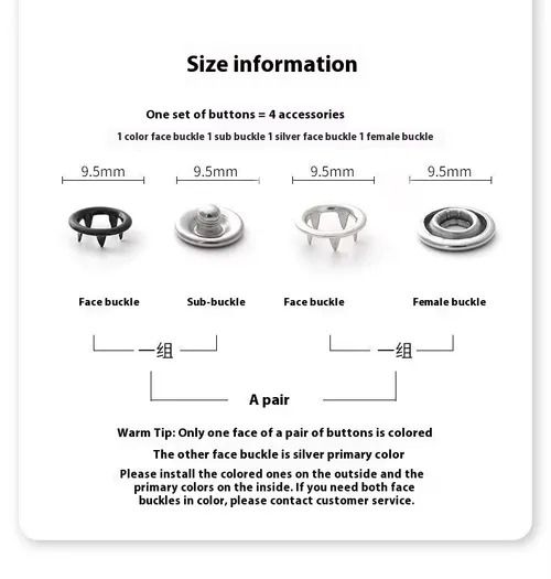 Red Hand-Pressed Sew-Free Five-Prong Snap Fastener