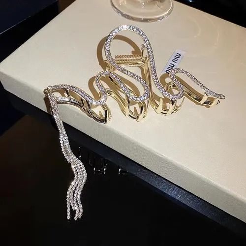 Fashion Clips Silver Rhinestone Hair Grab Clip - High-Grade Tassel Chain