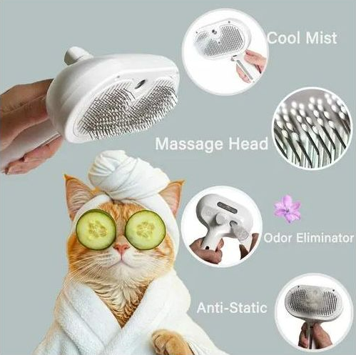 Pet Electric Spray Massage Comb, White