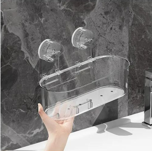 Bathroom Suction Shelf – No Drilling Needed, Tidy Up Your Space!