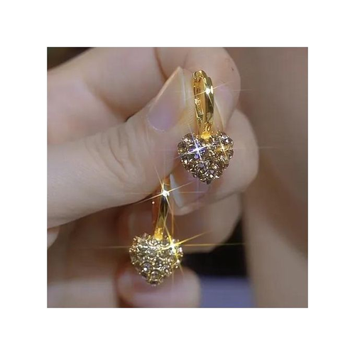 New Design Luxury Women Jewelry Love Heart Ear Buckle Zircon Initial Brass Stud Earrings