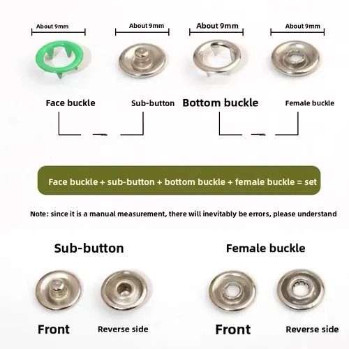 Red Hand-Pressed Sew-Free Five-Prong Snap Fastener