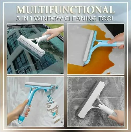 3-in-1 Window Cleaning Squeegee with Built-in Spray Bottle - White