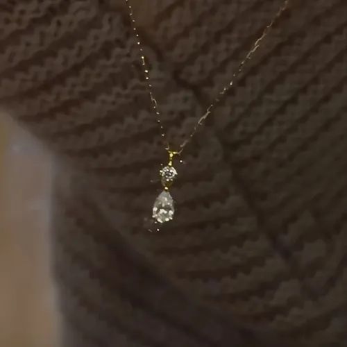 Fahion New Minimalist Waterdrop Zircon Necklace Sparkling Luxury Dainty Chain Trendy Hypoallergenic Collarbone Jewelry