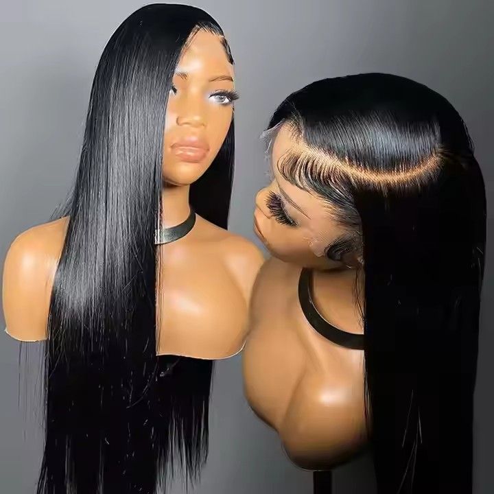 Long, straight black wig