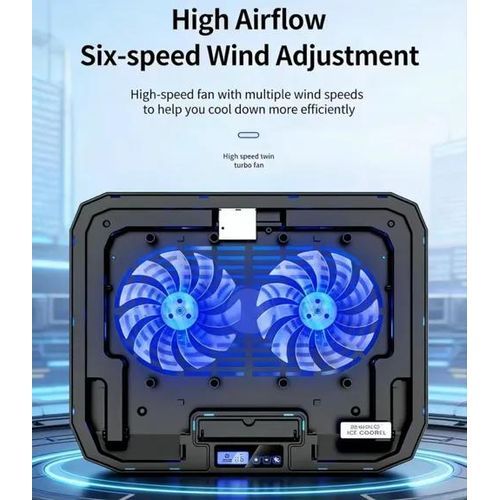 Cooler Ice Master N106 Laptop Cooler Dual Fan Metal Mesh Cooling Stand for Gaming Laptop