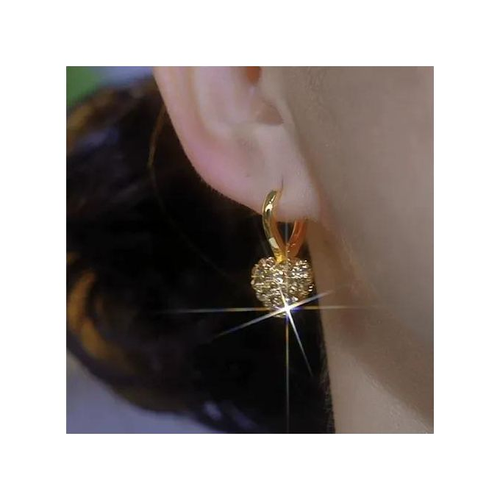 New Design Luxury Women Jewelry Love Heart Ear Buckle Zircon Initial Brass Stud Earrings