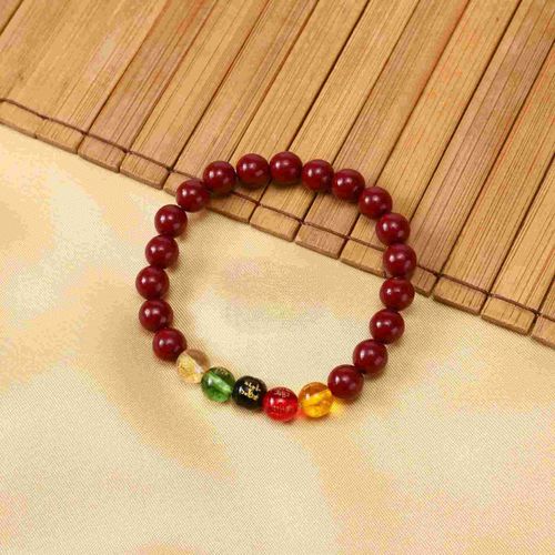 Good Luck Attract Money Beaded Bracelet Feng Shui Five God of Wealth Cinnabar Energy Stone Bead Bracelet