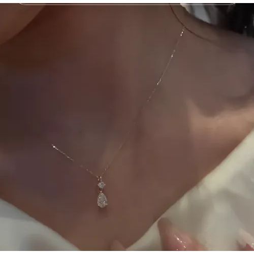 Fahion New Minimalist Waterdrop Zircon Necklace Sparkling Luxury Dainty Chain Trendy Hypoallergenic Collarbone Jewelry