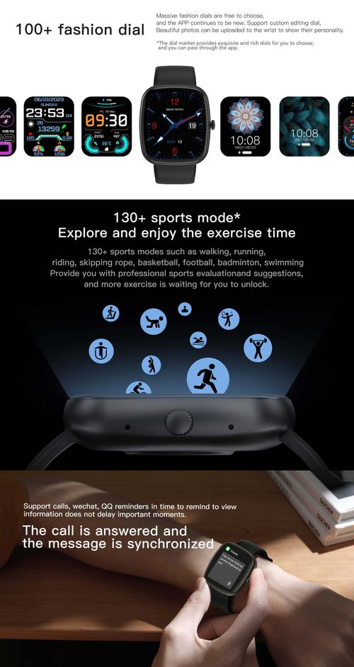 Smartwatch - Black - Fitness Tracker with Heart Rate, BT Call, Sleep Monitor