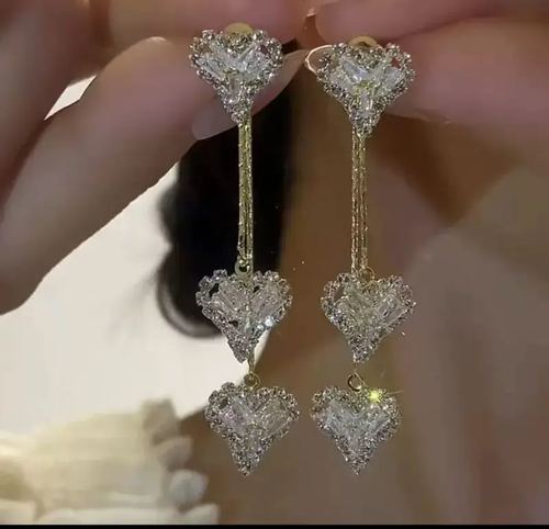 Heart-shaped long chain earrings