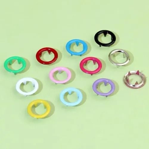 Red Hand-Pressed Sew-Free Five-Prong Snap Fastener