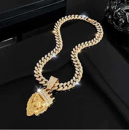 Gold Lion Head Necklace - Stylish Accessory