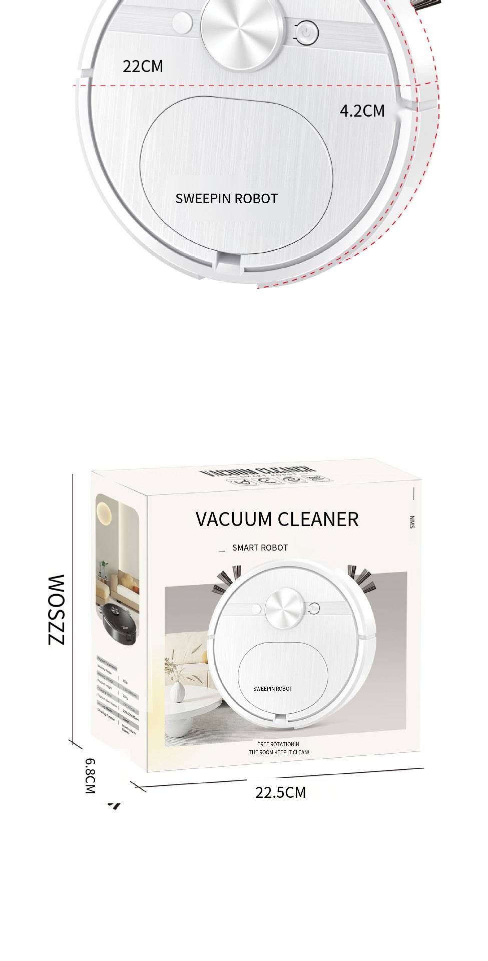 Robotic Vacuum Cleaner - 3-in-1 Floor Cleaning Machine - White