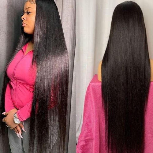 Long, straight black wig