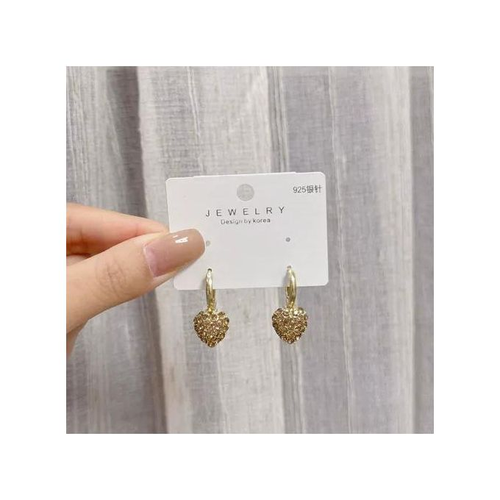 New Design Luxury Women Jewelry Love Heart Ear Buckle Zircon Initial Brass Stud Earrings