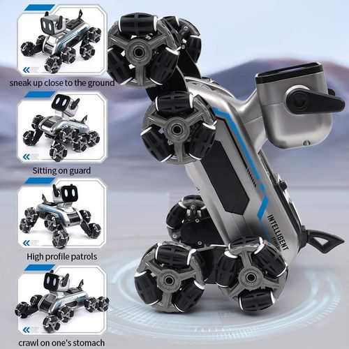 Hot RC Robot Dog 18mins Play Time Light up Music 8 Wheels Model RC Stunt Car Robot Dog Toys Remote Control Car