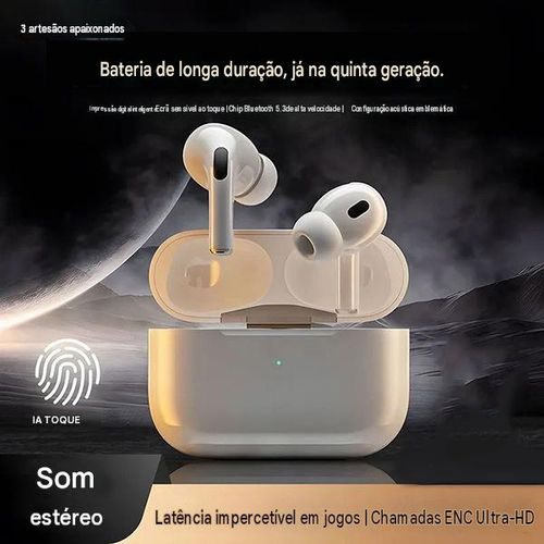 Fone de Ouvido Bluetooth Sem Fio Air5 Pro5 5ª Geração — Cancelamento Ativo de Ruído, Bluetooth 5.4, Áudio Espacial, Branco