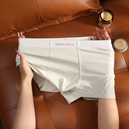 Cuecas boxers masculinas ultrafinas, macias, refrescantes, sem marcas visíveis, transpiraveis, com propriedades antibacterianas de nível 10A, feitas de tecido de seda gelada.
