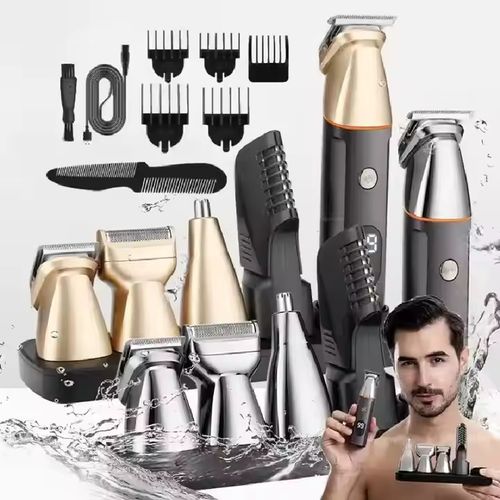 Kit multifuncional de uso doméstico, combinando corte de cabelo, barbeamento, corte de cabelos do nariz e corte de cabelos corporais, um kit de cuidado pessoal de 5 em 1.