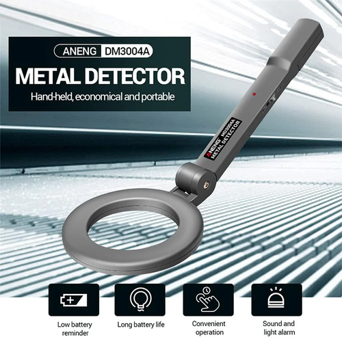 Detector de metal portátil com alarme sonoro e LED