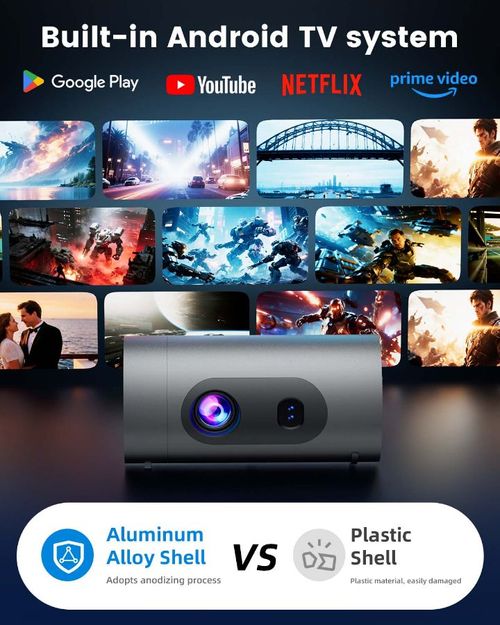 Projetor Mini Q8 Android | Foco Automático, 4K HD, WiFi, Funciona com Power Bank, para uso externo