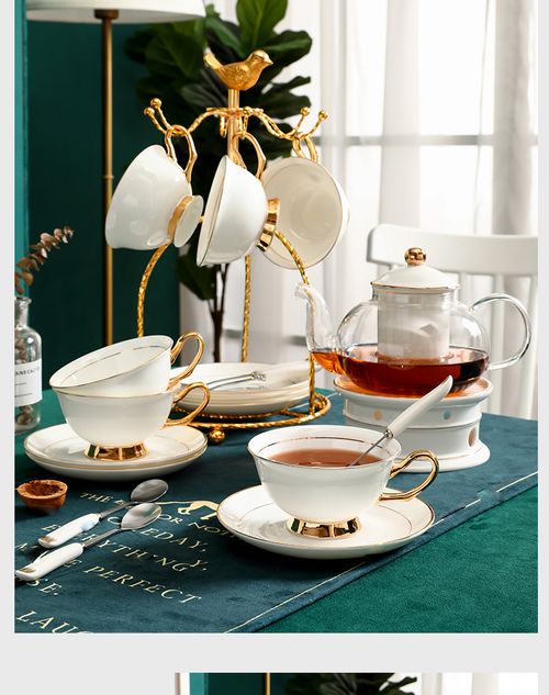Conjunto de xícaras e pratos de café em porcelana de osso, estilo europeu de luxo leve, para chá da tarde inglês. Em caixa de presente, ideal para uso doméstico ou comercial, como presente.