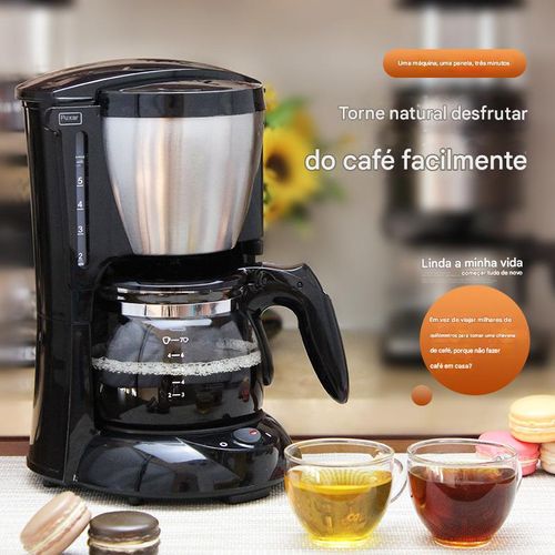 Máquina de Café Americana para Casa, de Gotejamento, Compacta - Com Função de Chaleira Elétrica e Aquecimento Mantenedor de Temperatura