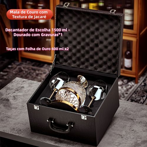 Kit de Taças de Vinho Tinto de Alta Gama – Taças de Cristal com Faces de Diamante, Descorretor de Vinho Europeu, Taças de Vidro com Cabo Alto Estilo Europeu e Taças de Vinho Bourgogne Grande Tamanho