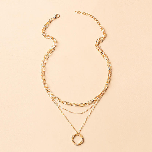 Alloy electroplated circle pendant necklace