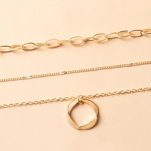 Alloy electroplated circle pendant necklace