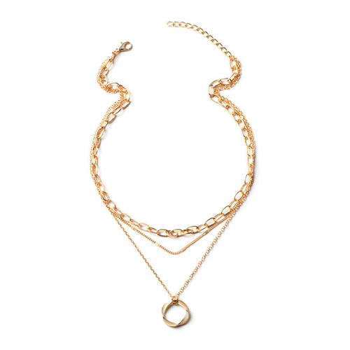 Alloy electroplated circle pendant necklace