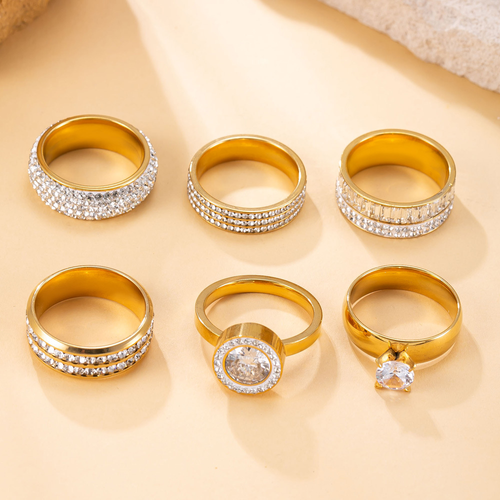 Stackable rings with pave-set diamonds (resembling a starry sky)