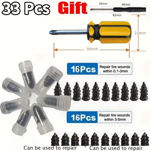 Universal Vacuum Tyre Repair Nails 10pcs Tire Repair Rubber Nail Fast Tool Self-Service Tire for Car Truck Motorcycle with Storage Box, Emergency Tire Fix, Roadside Assistance Tool, Easytouse Nails, Portable Design, Sturdy Construction, Durable Rubber Nails, Puncture Repair Kit, Truck Drivers, Vehicle Maintenance