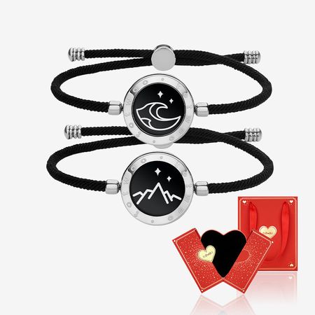 [Valentine's Day Gift Packaging] Mountain & Sea Touch Bracelets with Milan Rope (Black+Black)