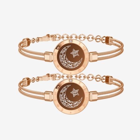 Moon&Star Touch Bracelets with Snake Chain (Rose Gold+Rose Gold)