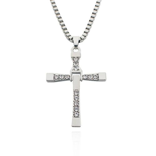 Men Cross Crystal Pendant Chain the Fast and Furious Dominic Toretto's Necklace