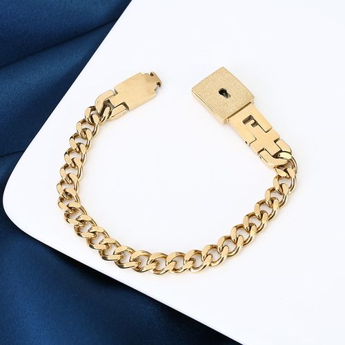 Stainless Steel Luxury Heart Key Lock Couple Jewelry Bracelets for Couples Lovers