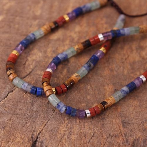 Boho 7 Chakra Rainbow 4mm Natural Stone Beads Dainty Bracelet | Ethnic Tibetan Multi Colors Gemstone Bracelet Jewelry