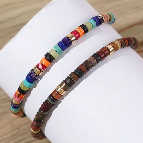 Boho 7 Chakra Rainbow 4mm Natural Stone Beads Dainty Bracelet | Ethnic Tibetan Multi Colors Gemstone Bracelet Jewelry